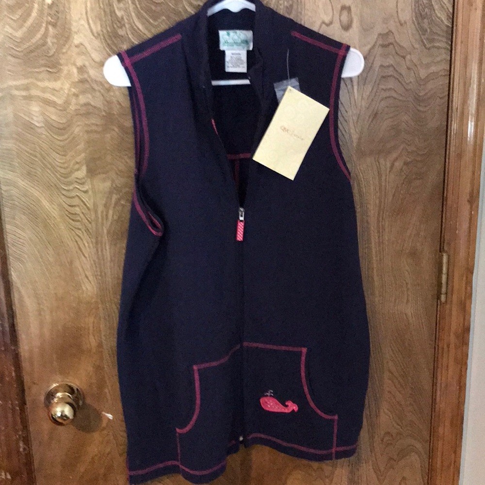 NWT The Quacker Factory vest pink whale